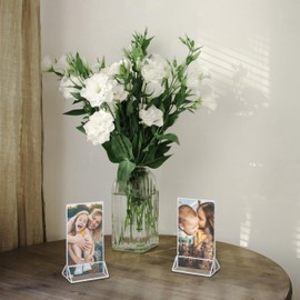 Relaxdays Table Stands Set of 6 Counter Stands DIN A6 Wedding for Menu Cards and Photos, Acrylic, Transparent/Silver
