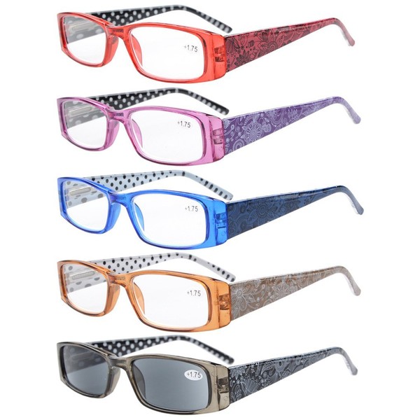 Eyekepper 5 Stück Lesebrillen, Tupfenmuster, Federscharnier