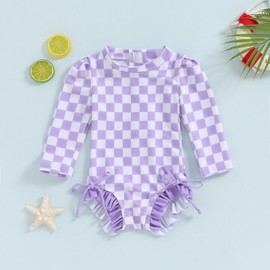 MAYUMMPY Toddler Baby Girls Bikini Beach Swimwear Zipper Swimsuit UPF 50+ Rash Guard One Piece Long Sleeve Bathing Suit