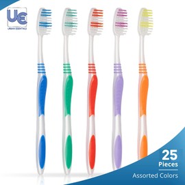 Urban Essentials Bulk Toothbrush Pack with Covers | Premium Quality Individually Wrapped Colorful Tooth Brush Pack | Extra Soft Toothbrush Having Hygienic Cap with Ergonomic Handle (25 Pack)
