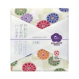 Nichisen Shoko JS4110 Handkerchief, Japanese Style, Kimono Style, Komon Chrysanthemum, Made in Japan