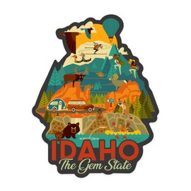 Die Cut Sticker Idaho, Gem State, Geometric, Vinyl Sticker 3 to 6 inches, (Waterproof Decal for Cars, Water Bottles, Laptops, Coolers), Large