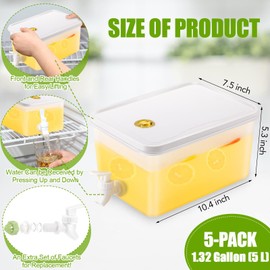 Zhehao 5 Pack Drink Dispenser for Fridge 1.32 Gallon Clear Beverage Dispenser with Leak Proof Spigot Plastic Iced Juice Lemonade Dispensers for Holiday Bar Wedding Party Supplies