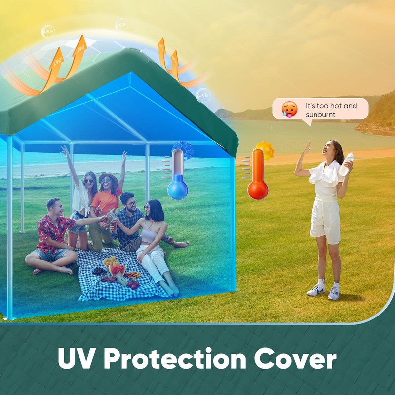 ADVANCE OUTDOOR Replacement Top Cover Tarp for 10x20 ft Carport