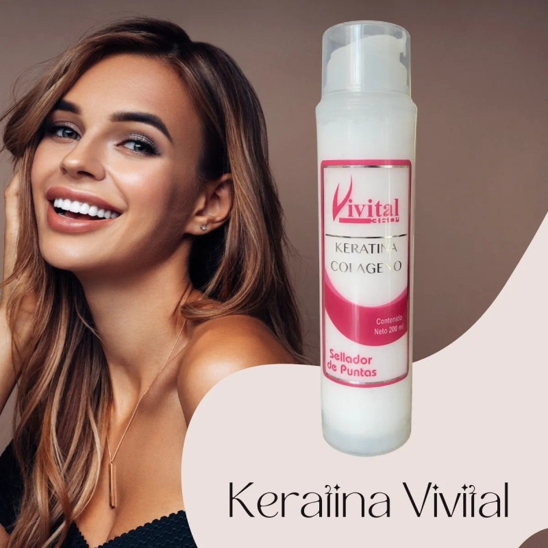 Vivital Keratina Colgeno Tratamiento Sella Puntas , Protege contra Calor