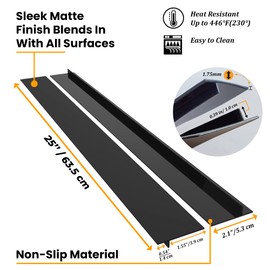 INGUINII 2-Pack Stove Gap Cover 25 Inch- Heat Resistant Non-Slip Dustproof & Waterproof Slit Filler, Seals Spills Between Stove & Counter, Black