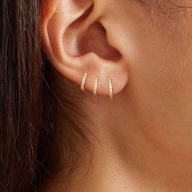 Risamil Gold Hoop Earrings for Women, 14K Gold Earrings for Women Trendy Hypoallergenic Cubic Zirconia Stud Earrings Dainty Small Gold Hoops Chunky Gold Huggie Earrings Set for Women Jewelry Gifts