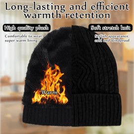 Knit Beanie Hat, Thermal Winter Hats, Comfortable Breathable Soft Beanie, Thick Warm Lining, Stretchy Soft Cuffed Wooly Beanie, Unisex Classic Winter Hat, for Cold Weather, Gifts for Women Men Mom Dad