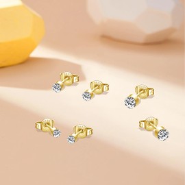 Silver Stud Earrings for Women, 925 Sterling Silver Stud Earrings Set, Hypoallergenic Small Sleep Cartilage Studs, AAAAA Clean Cubic Zirconia Stud Earrings, Sterling Silver, Cubic Zirconia