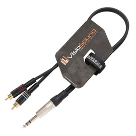 6.35mm 1/4" Stereo TRS Jack to Twin 2 x RCA Gold Phono Plug Lead/Insert Cable 0.5m