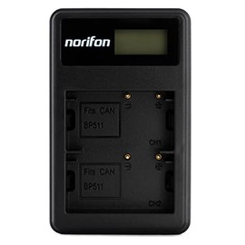 BP-511 Dual Channel LCD USB Charger for Canon EOS 10D, 20D, 30D, 40D, 50D, D60, MV630i, MV700, MV730i, Optura Pi, Optura Xi, ZR10, ZR60, PowerShot G5 Camera and More