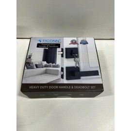 TICONN Keyed Door Handle & Deadbolt Matte Black Heavy Duty Handle Deadbolt Set