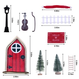 Les-Theresa 17PCS Gnome Elf Door Christmas Set, Christmas Fairy Door Secret Christmas Miniature Ornament Kits, Gnome Door Accessories Novelty Secret Santa Door Accessories For Kids Gifts (02)