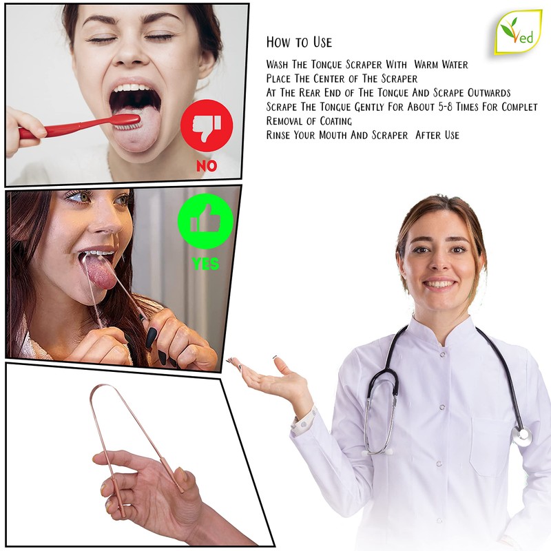 Ved 100% Pure Copper Tongue Scraper with Eco Friendly Travel