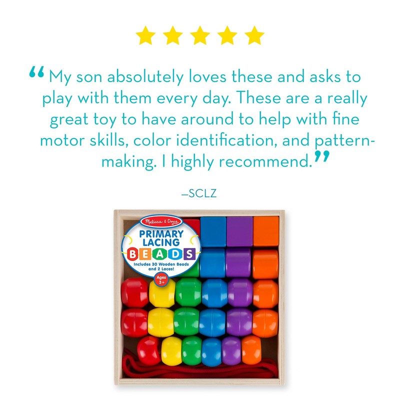Melissa & Doug Primary Lacing Beads - Educational Toy with
