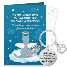 DPKOW Pet Sympathy Card Loss of Cat Memorial Gifts, Thinking of You Card Gifts Sorry for Your Loss Card Condolences Bereavement Card Keyring Sympathy Gifts Pet Cat Memorial Card Keyring Keychain