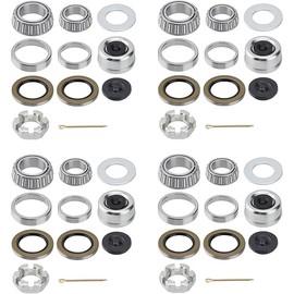 4 Sets 25580 14125A Boat Trailer Axles Bearing Kits, Grease Seals,Spindle Nuts, 2.72" Dust Caps and Rubber Plugs, Cotter Pins, Washers for 5200-7000 lb.Tandem Axles #D42 Spindle