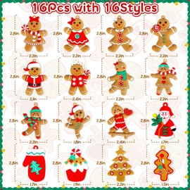 16Pcs Gingerbread Man Ornaments for Christmas Tree, Plastic Cute Gingerbread Man Ornaments Chritmas Tree Ornaments for Xmas Tree Hanging Decorations DIY Craft