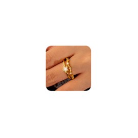 ALEXCRAFT Glitter Star Rings Gold Silver Star Women with Zirconia Adjustable Jewellery for Women Girlfriend Mum Engagement Promise Ring Jewellery