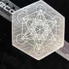 4” Hexagonal Selenite Charging Plate/grid With Metatrons Cube