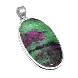 Silver Palace Natural Ruby Zoisite Gemstone 925 Sterling Silver Pendant For Women & Girls, Metal, ruby zoisite