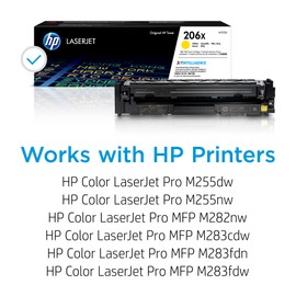 HP 206X Yellow High-Yield Toner Cartridge | Works with Color LaserJet Pro M255, MFP M282, M283 Series | W2112X