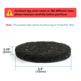 uxcell Furniture Pads Round Self-Stick Non-Slip Anti-Scratches Felt Pads Floors Protector 15mm Dia 40pcs for Home Black