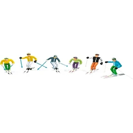 Jaegerndorfer JaegerndorferJC54400 6 Pieces Standing Figures with Head Ski and Poles, 1:32 Scale, Multi-Color