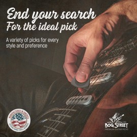 Bog Street Axe Cut Thin Guitar Pick Pack Of 12 - Made in USA Ergonomic Guitar Picks Thin, Non Slip Light Guitar Picks, Black Color