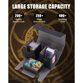 Azyvum Commander Deck Box, Card Game Box with Viewing Window, 2 Removable MTG Deck Boxes, Strong Magnetic Card Box with Dice Compartment for 200+ Cards