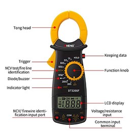 Origin MMDT3266 Digital Clamp Meter, Current Measuring Instrument, AC/DC Dual Use, Digital Multimeter, Clamp Type Non-Contact Meter, Ammeter, Voltmeter, Electronic Tester, Resistance Tester, Test Lead