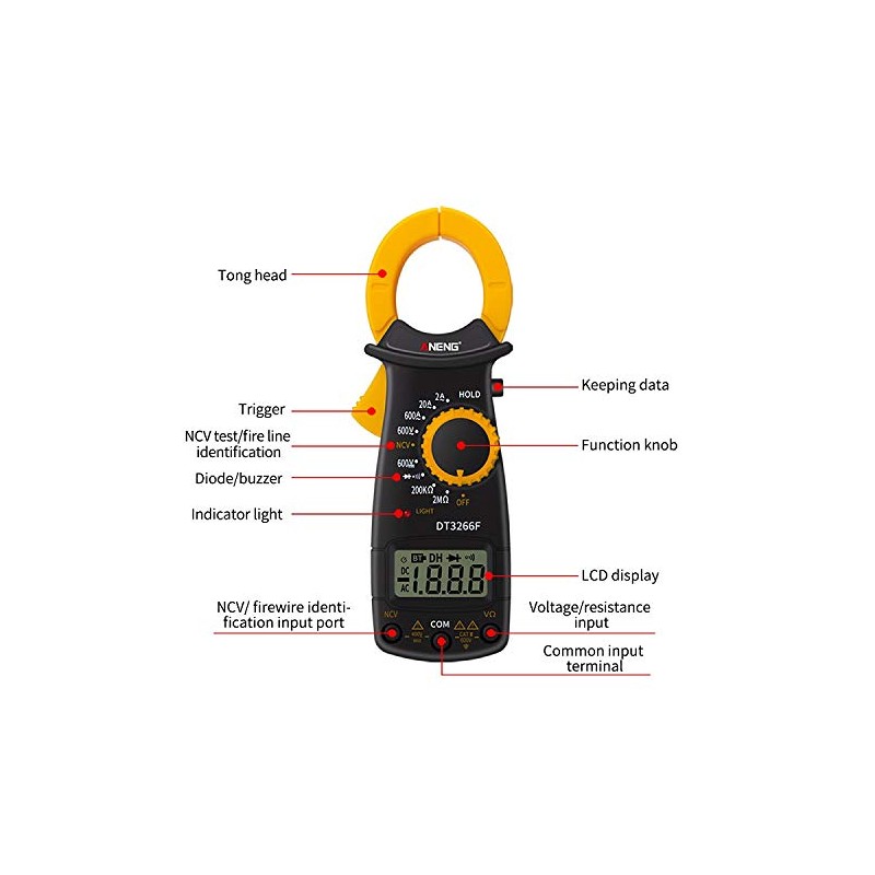Origin MMDT3266 Digital Clamp Meter, Current Measuring Instrument, AC/DC Dual