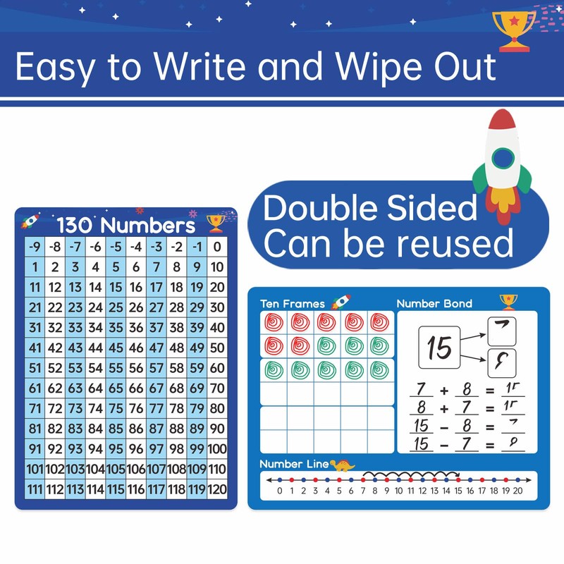 Dinggaogao10 Packs Number Line Whiteboards Cards, 9” x 12”Double Sided