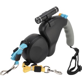 Correa de Perro Retráctil Doble para 2 Perros Grandes (hasta 50 Libras Cada), 360 ° de Rotación Doble Cabeza 9,84 Pies de Absorción de Impactos Extensible Correa para Mascotas