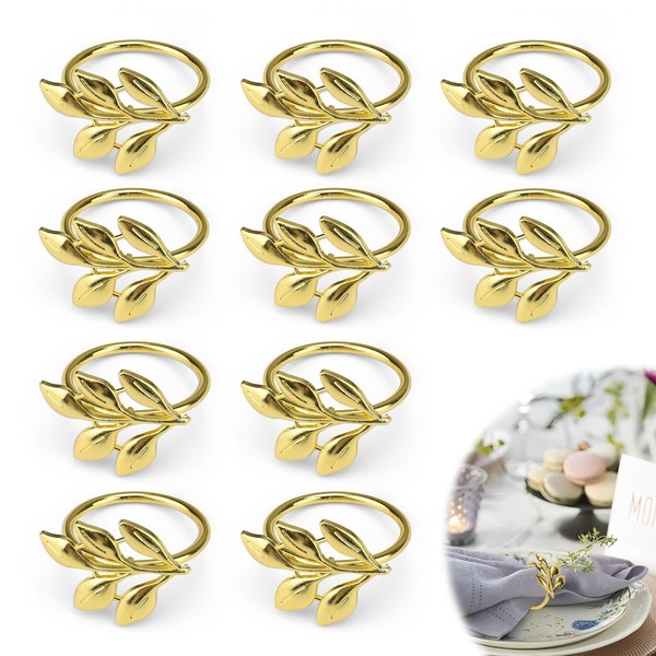 Gold Napkin Rings, FINELYCR Pack of 10 Metal Napkin Ring,