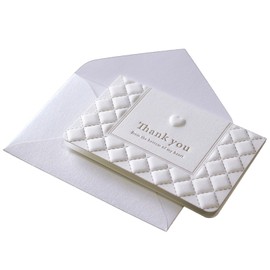 BAY LETTERPRESS Mini Message Cards, Thank You Cards, Bifold with Envelopes, Typography Print, Heart Embossed, THANK YOU, 3.6 x 2.2 inches (91 x 57 mm)