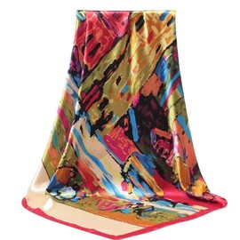 The Crafty Owl Beautiful, Elegant and Soft Paisley Retro Abstract Mandala Silk Feel Scarves/Scarfs/Shawls (Coral Abstract)