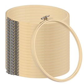 18 PCS Bamboo Embroidery Hoops Set, 8 Inch Adjustable Cross Stitch Rings in Bulk for Needlework, Sewing and Crafts, with Easy Loosen Tighten Mechanism, Ideal for Gifting and Decorating, by GNIEMCKIN.