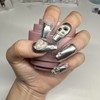 Silver cameo handmade nail tip - water drop / 실버