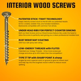 Velocity Interior 1 Inch Wood Screws Contractor Pack (Size #8, 840 Pcs) – Self Tapping Screws with Phillips Bits, Stick Tight Technology, Carbon Steel with Zinc Plating, Durable Storage Organizer