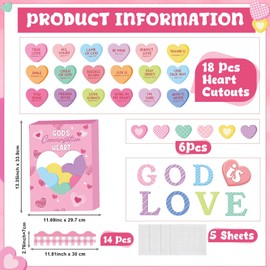 Fullhawl Valentine's Day Bulletin Board Decorations Set - Spread Love Valentine Day Decoration for Classroom Heart Mial Box Bulletin Board Photo Cutouts Borders Valentine Party Wall Door Office Decor