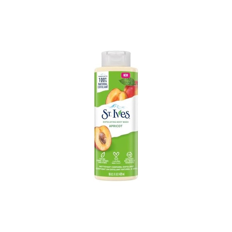 St. Ives Gel de ducha exfoliante de albaricoque para mujer,