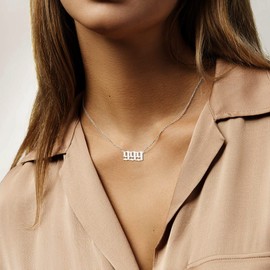 U7 999 Angel Number Necklace For Women Girls Pendant Choker Silver Short Chain Necklaces Birthday Jewellery
