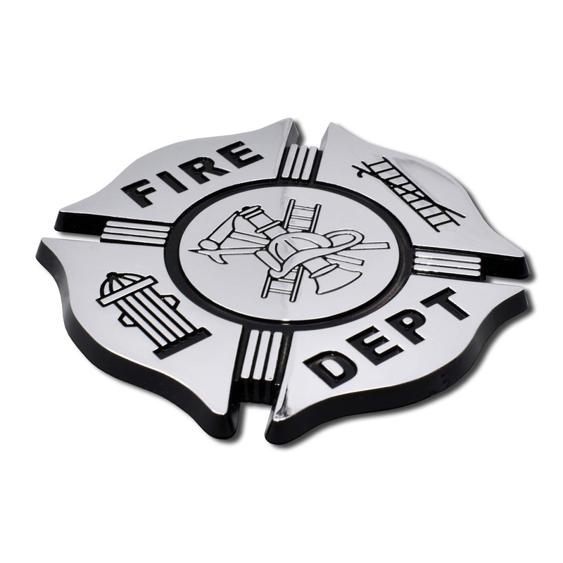 Firefighter Support Black Accent Chrome Auto Emblem