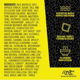 Snapdragon Mushroom Pho Instant Noodle Bowls | Mushroom Flavor Broth with Rice Noodles | Gluten Free | No Artificial Flavors | No MSG Added | 2.1 oz (6 Pack)