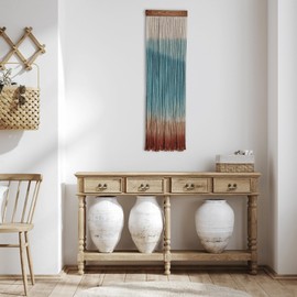 Knots & Beyond Colorful Macrame Wall Hanging, Dip Dye Fiber Art, Boho Wall Decor, Wall Decoration for Office, Entryway Wall Art, 11.8" x 37.4"