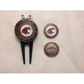 Washington State Golf Three Double Sided Ball Markers w/Divot T