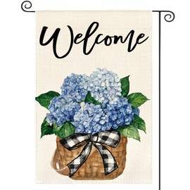 AVOIN colorlife AVOIN colorlife Hydrangea Spring Summer Garden Flag 12x18 Inch Double Sided Outside, Floral Welcome Yard Outdoor Flag