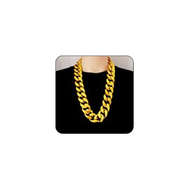 Atiptu Chunky Gold Necklace for Men, Chunky Fake Gold Chain Necklace, 80s 90s Hip Hop Rapper Necklace Costume Jewelry Accessory (70)