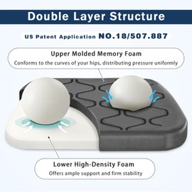 GOFORIT Dining Chairs Cushions, Memory Foam Kitchen Chair Pads with Ties and Washable Cover, Seat Cushions for Indoor Dining Room, 16.5'' x 16'', Set of 2, Black